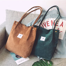 Load image into Gallery viewer, Woman Corduroy Shoulder Bag Reusable Shopping Bags Casual Tote Female Handbag for A Certain Number of Dropshipping