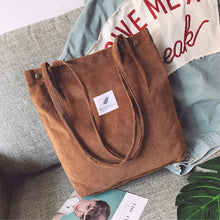 Load image into Gallery viewer, Woman Corduroy Shoulder Bag Reusable Shopping Bags Casual Tote Female Handbag for A Certain Number of Dropshipping