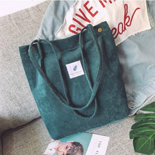 Load image into Gallery viewer, Woman Corduroy Shoulder Bag Reusable Shopping Bags Casual Tote Female Handbag for A Certain Number of Dropshipping