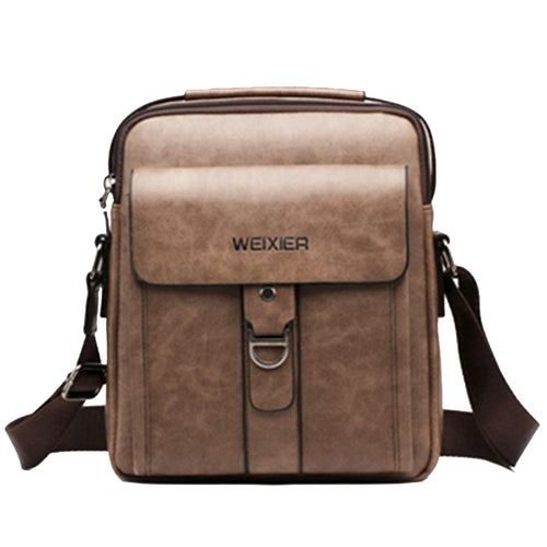 Weixier Messenger Bags Pu Leather Men Designer New Fashion Shoulder Bag Casual Zipper Office Messenger Bags(Khaki)